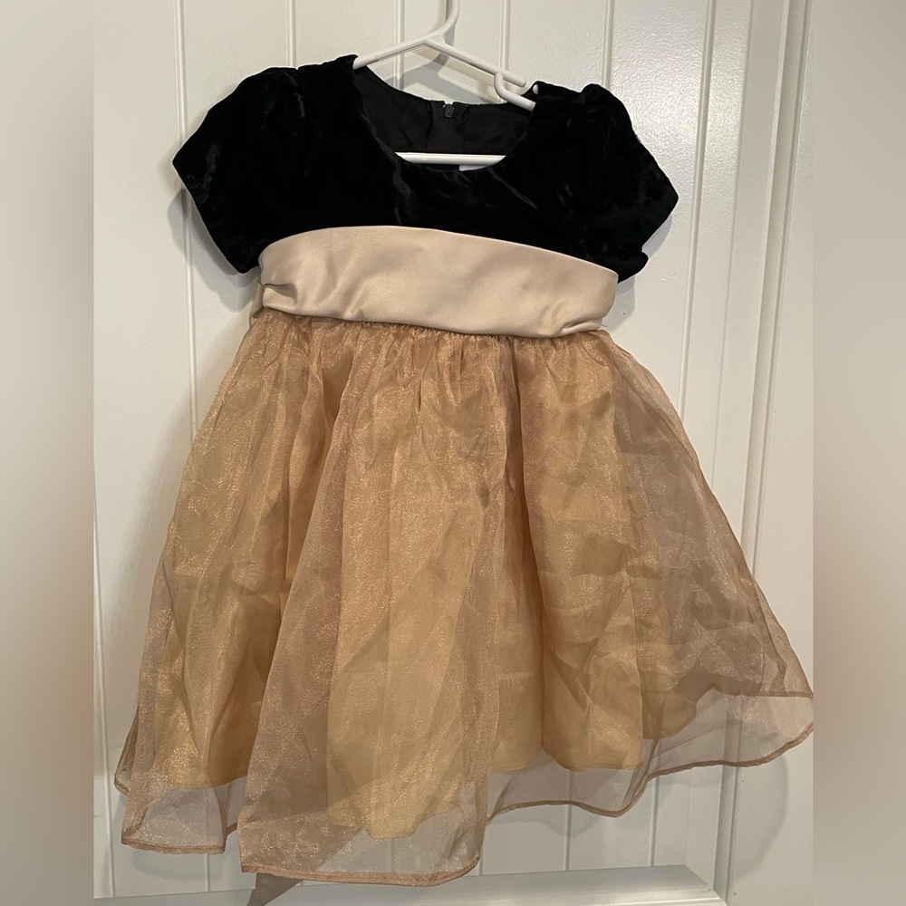 Dimples Los Angeles gold and black velvet fancy party Cinderella concert dress